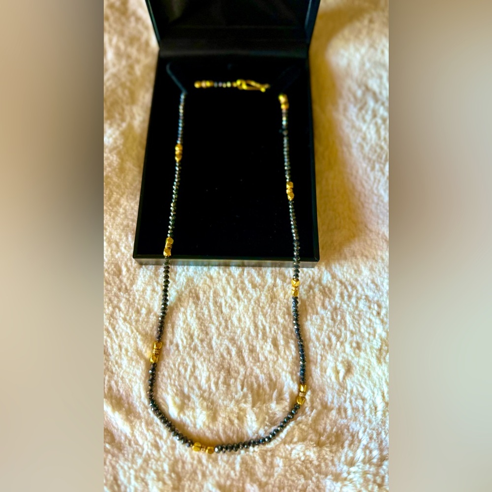 Black Diamond and 14 carat gold necklace. - Picture 2 of 6